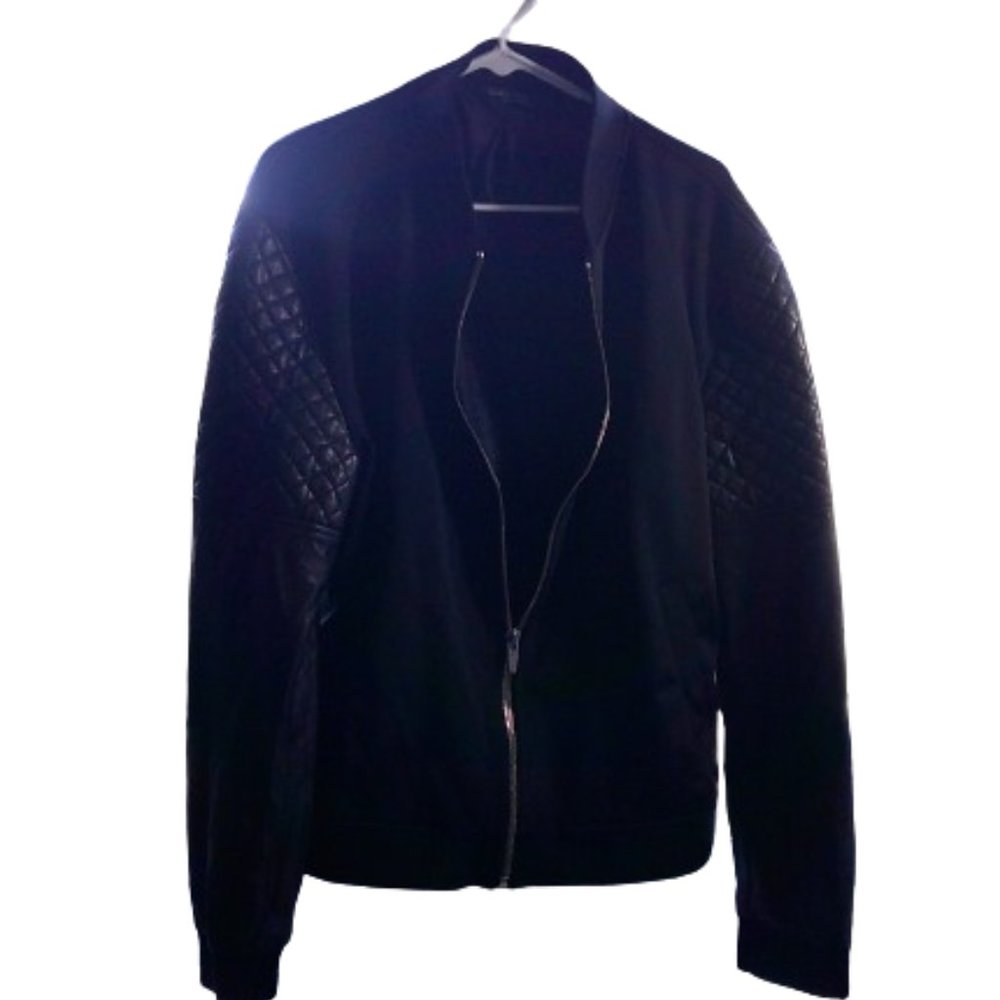 Zara Men's Black Bomber Jacket Full Zip Jacket Size XXL - Picture 1 of 5